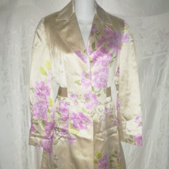 Banana Republic Jackets & Blazers - BANANA REPUBLIC Silk /Linen Floral Satin Coat S 4
